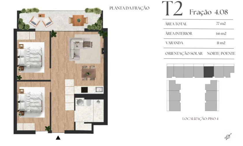 Apartamento T2 para Venda em Vilar de Andorinho Planta 1