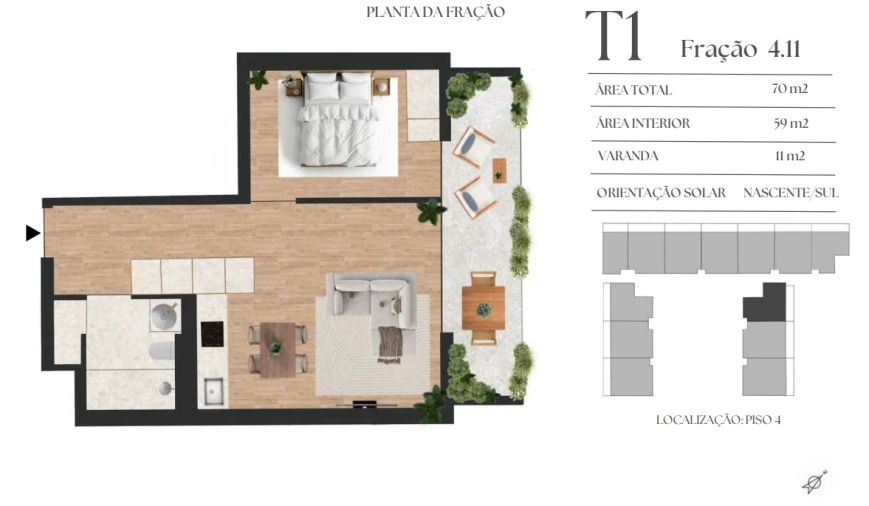 Apartamento T1 para Venda em Vilar de Andorinho Planta 1