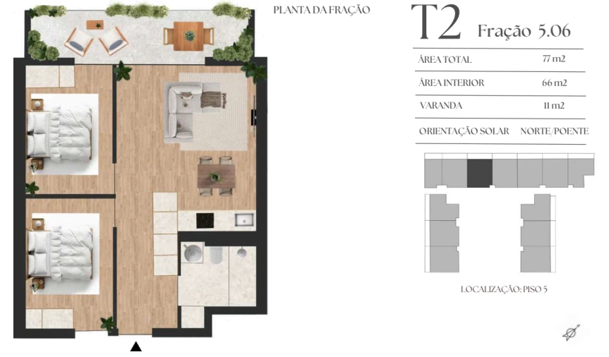 Apartamento T2 para Venda em Vilar de Andorinho Planta 1
