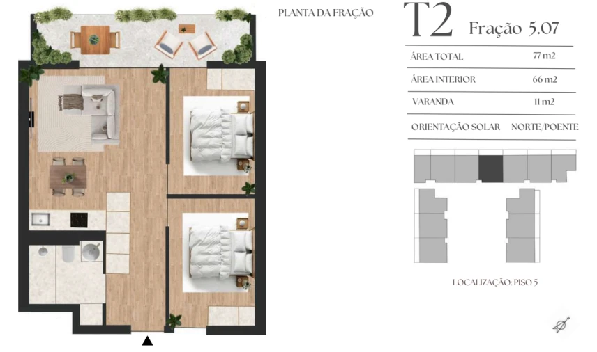 Apartamento T2 para Venda em Vilar de Andorinho Planta 1