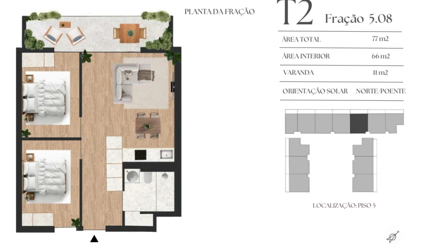 Apartamento T2 para Venda em Vilar de Andorinho Planta 1