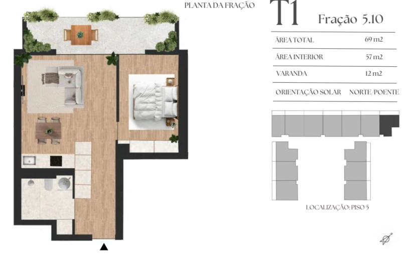 Apartamento T1 para Venda em Vilar de Andorinho Planta 1