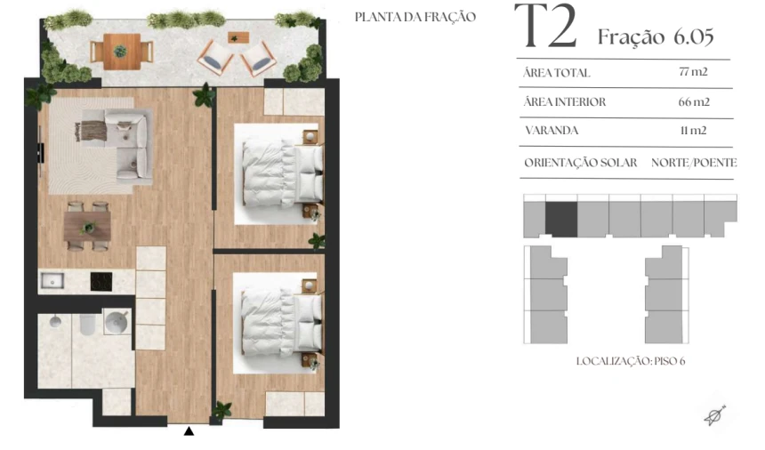 Apartamento T2 para Venda em Vilar de Andorinho Planta 1