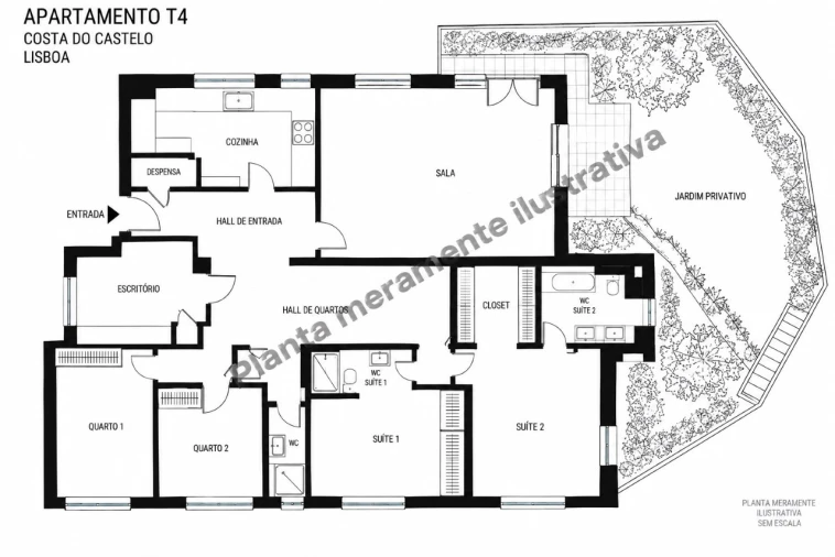 Apartamento T4 para Arrendamento em Santa Maria Maior Planta 1