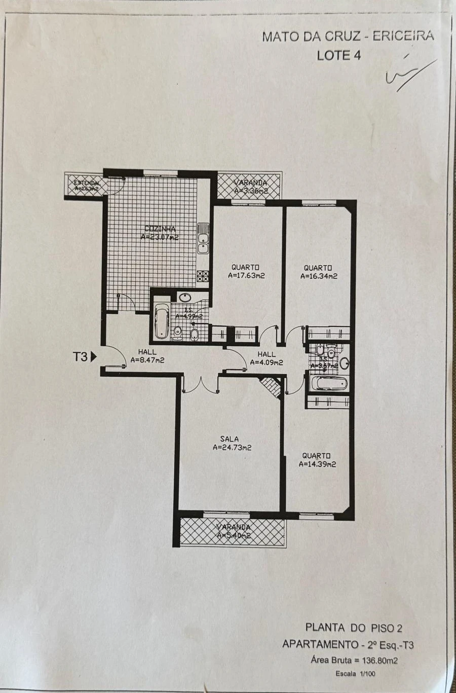 Apartamento T3 para Venda em Ericeira Planta 1