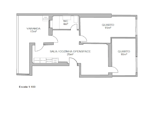 Apartamento T2 para Venda em Queluz e Belas Planta 1