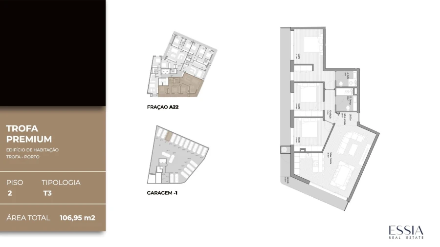Apartamento T3 para Venda em Bougado (São Martinho e Santiago) Planta 1