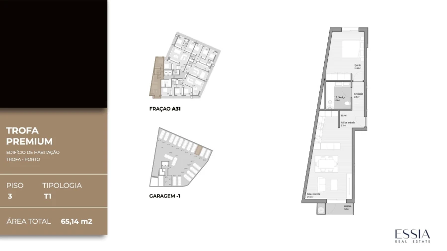 Apartamento T1 para Venda em Bougado (São Martinho e Santiago) Planta 1