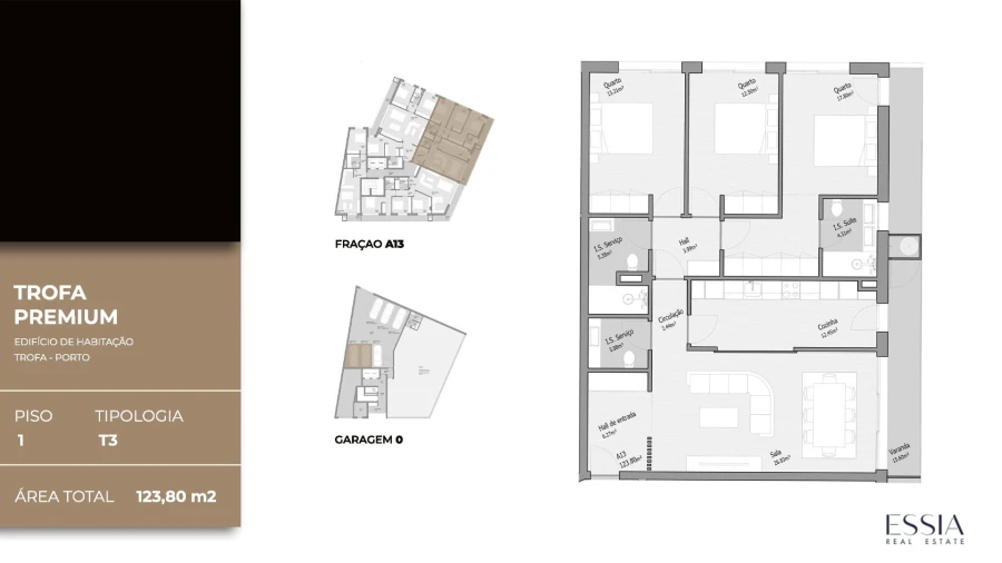 Apartamento T3 para Venda em Bougado (São Martinho e Santiago) Planta 1