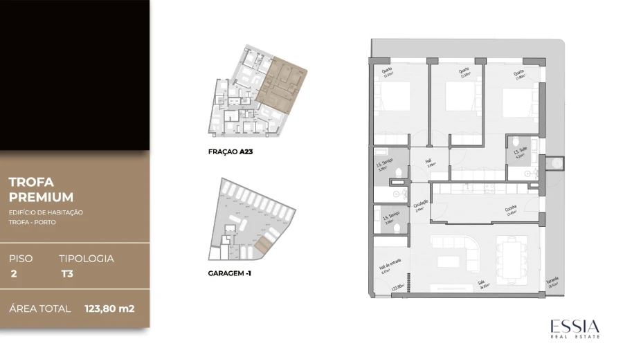 Apartamento T3 para Venda em Bougado (São Martinho e Santiago) Planta 1