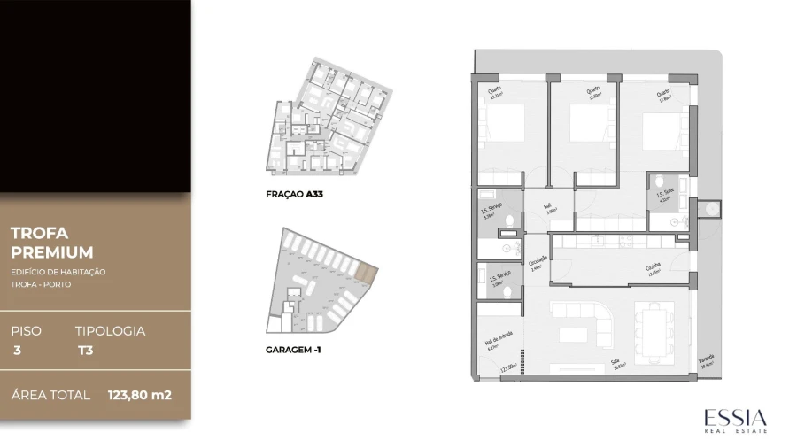 Apartamento T3 para Venda em Bougado (São Martinho e Santiago) Planta 1