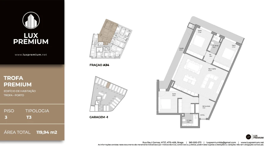 Apartamento T3 para Venda em Bougado (São Martinho e Santiago) Planta 1