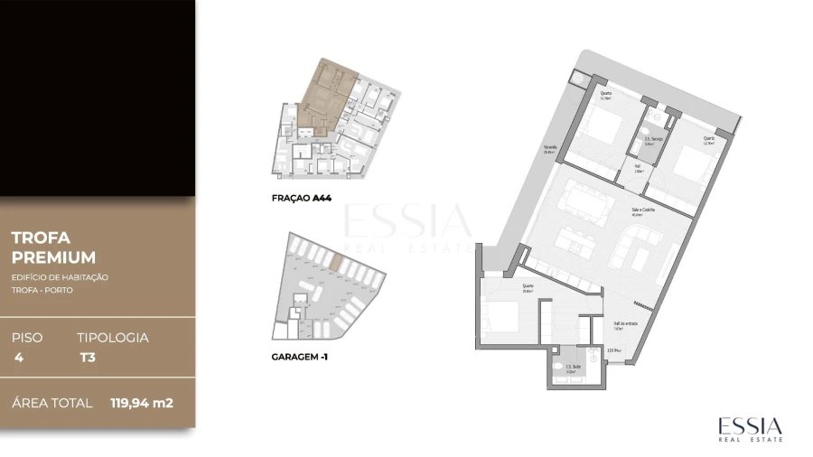 Apartamento T3 para Venda em Bougado (São Martinho e Santiago) Planta 1