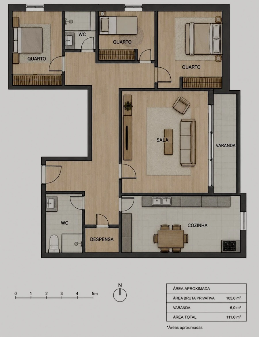 Apartamento T3 para Venda em Laranjeiro e Feijó Planta 1