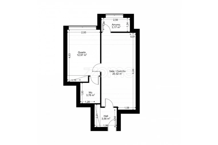 Apartamento T1 para Venda em Mafamude e Vilar do Paraíso Planta 1