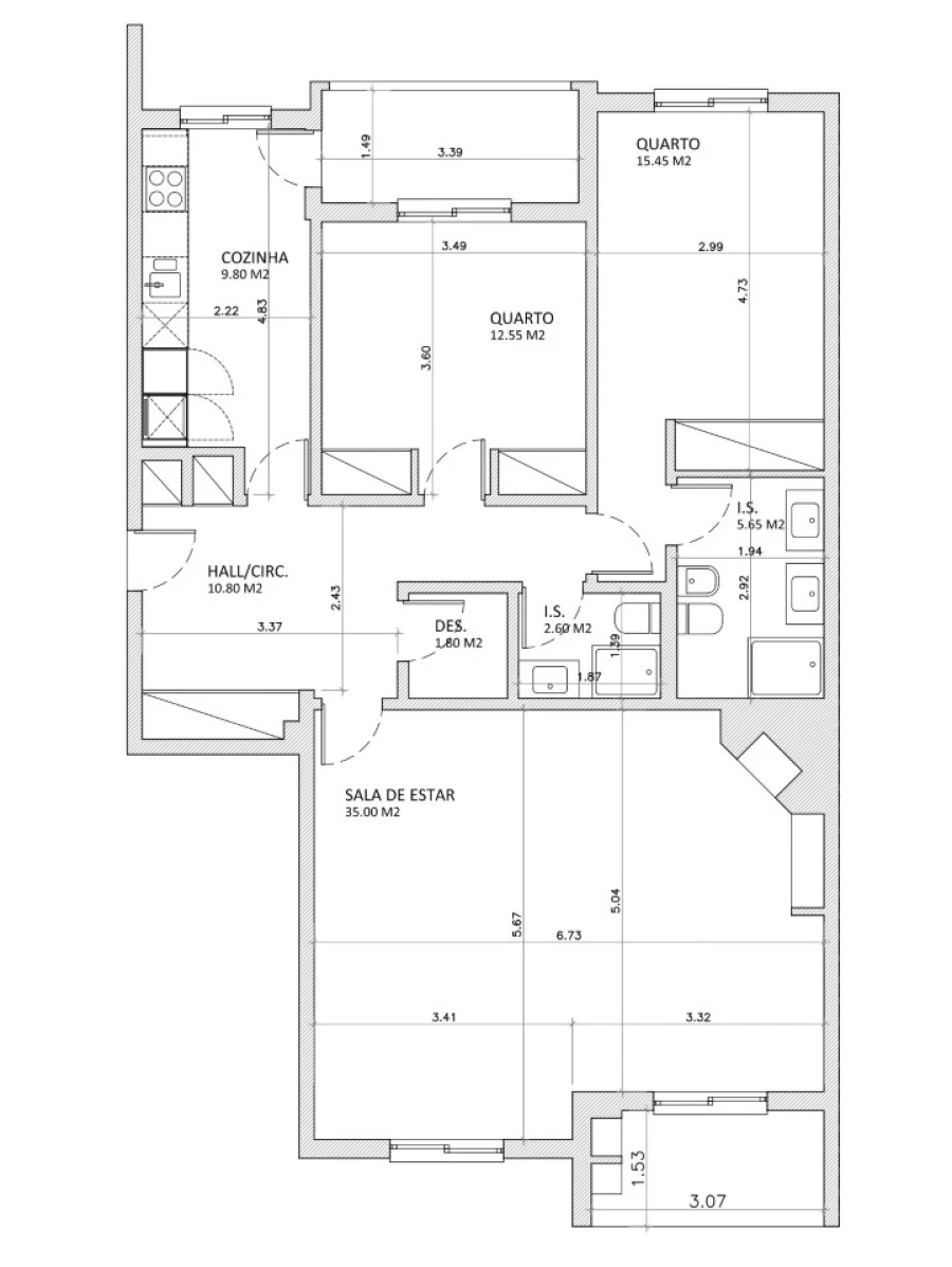 Apartamento T2 para Arrendamento em Cascais e Estoril Planta 1