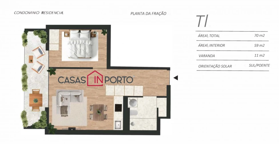Apartamento T1 para Venda em Vilar de Andorinho Planta 1