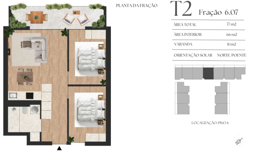 Apartamento T2 para Venda em Vilar de Andorinho Planta 1