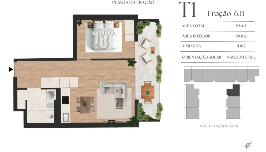 Apartamento T1 para Venda em Vilar de Andorinho Planta 1