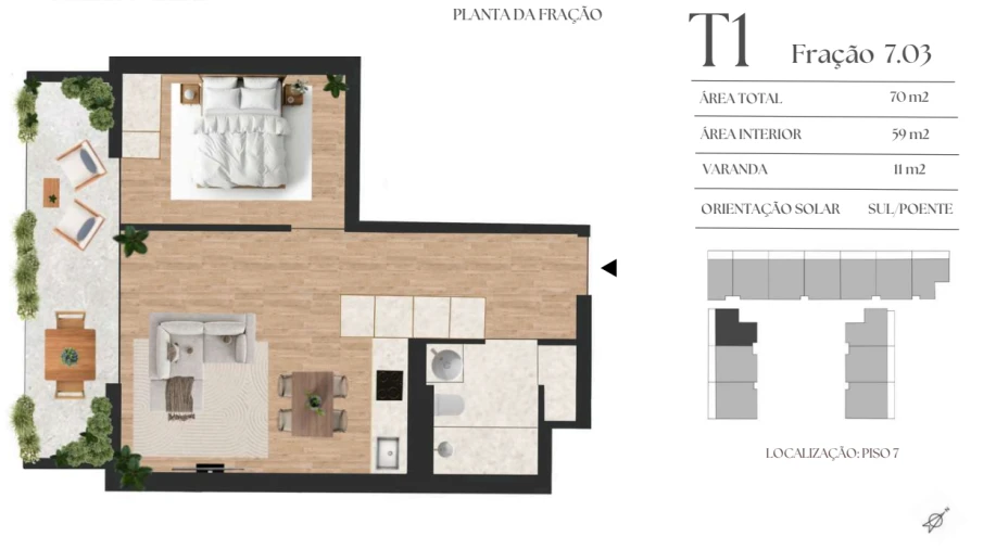 Apartamento T1 para Venda em Vilar de Andorinho Planta 1