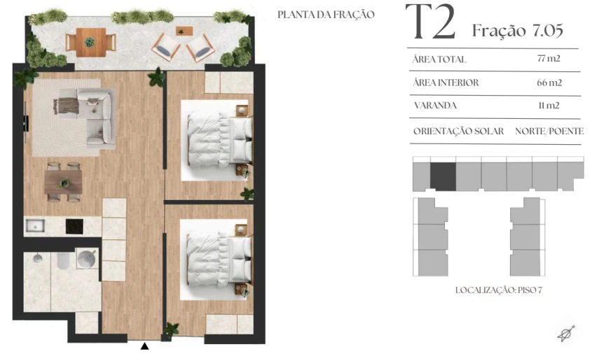 Apartamento T2 para Venda em Vilar de Andorinho Planta 1