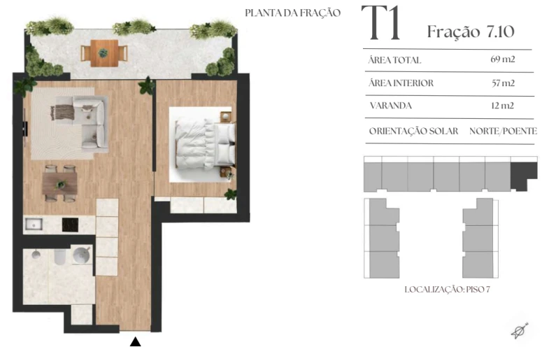 Apartamento T1 para Venda em Vilar de Andorinho Planta 1
