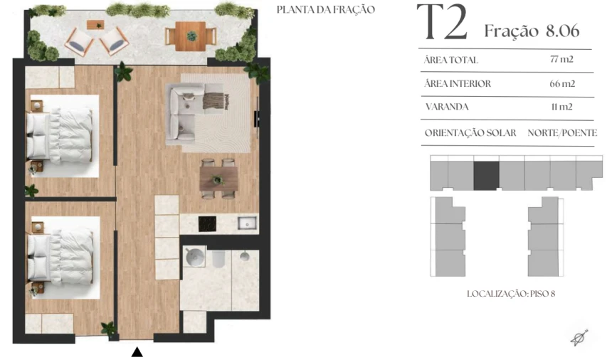 Apartamento T2 para Venda em Vilar de Andorinho Planta 1
