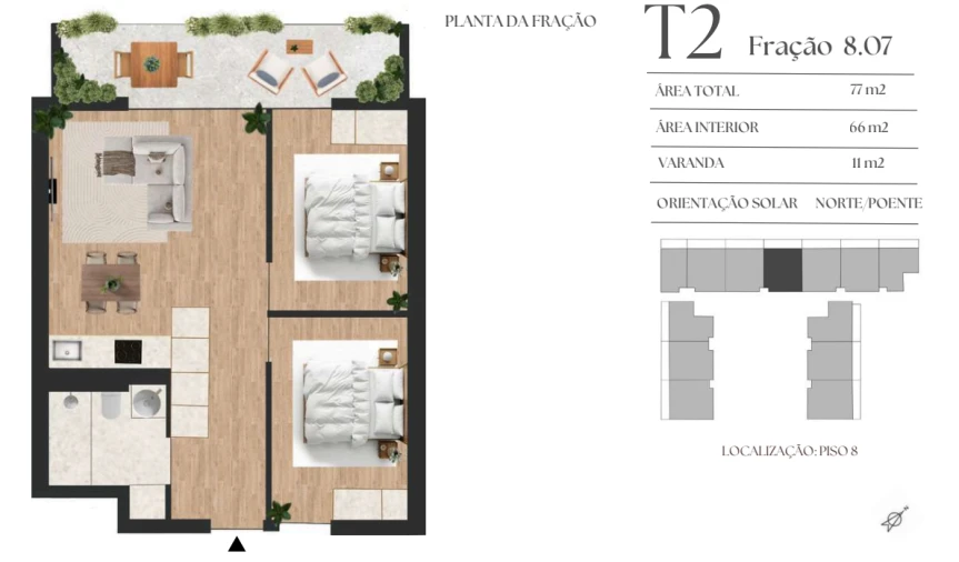 Apartamento T2 para Venda em Vilar de Andorinho Planta 1