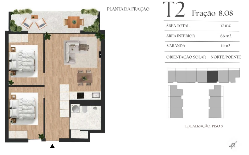 Apartamento T2 para Venda em Vilar de Andorinho Planta 1