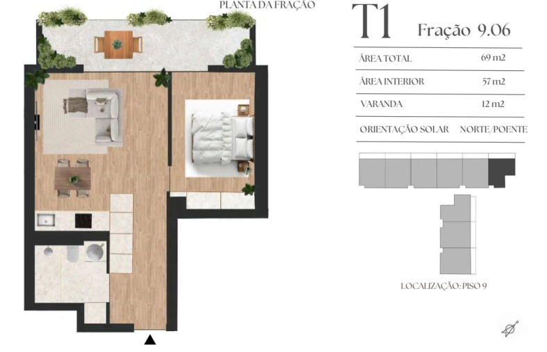 Apartamento T1 para Venda em Vilar de Andorinho Planta 1