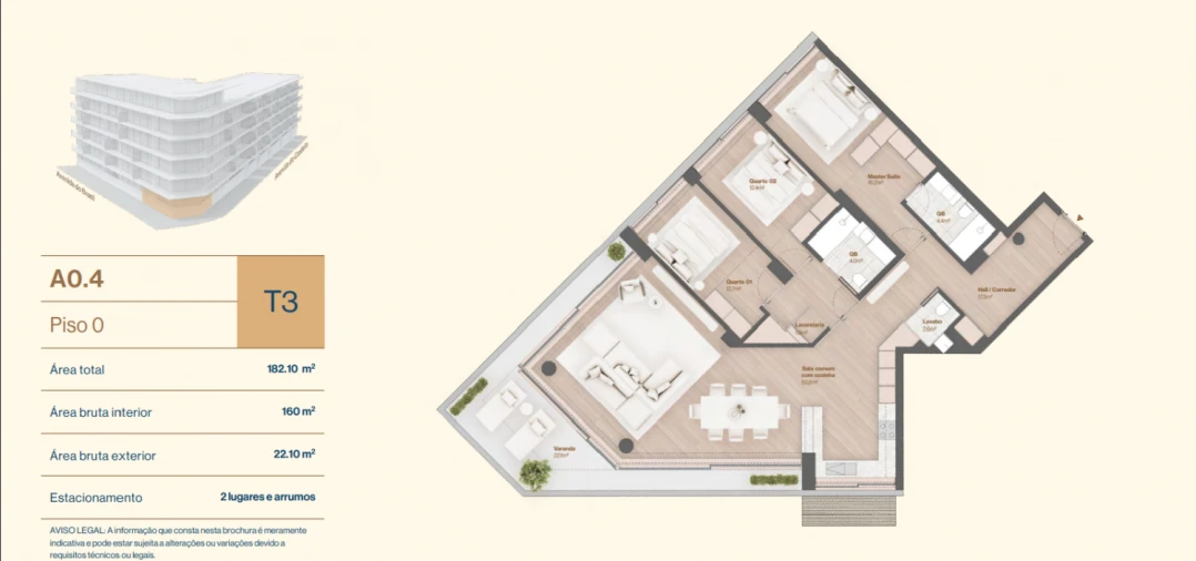 Apartamento T3 para Venda em Vila do Conde Planta 1