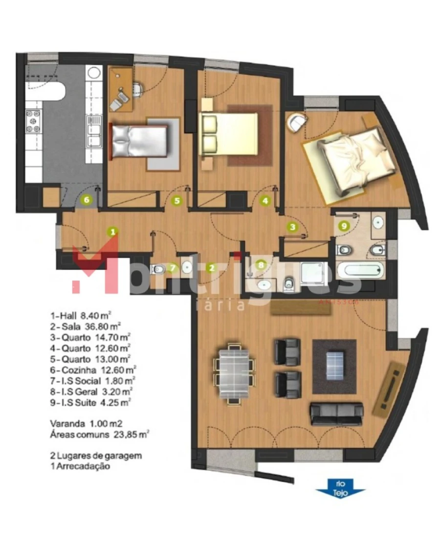 Apartamento T3 para Arrendamento em Parque das Nações Planta 1