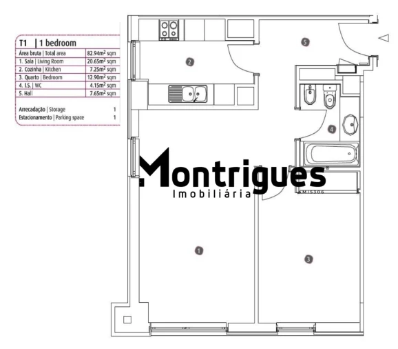 Apartamento T1 para Venda em Parque das Nações Planta 1