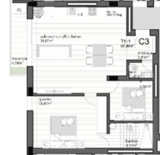 Apartamento T2 para Venda em Paranhos Planta 1
