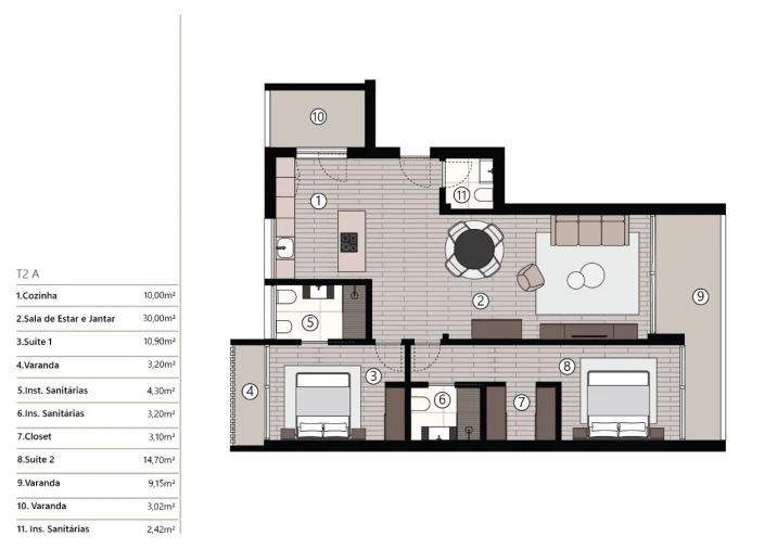 Apartamento T2 para Venda em São Martinho Planta 1