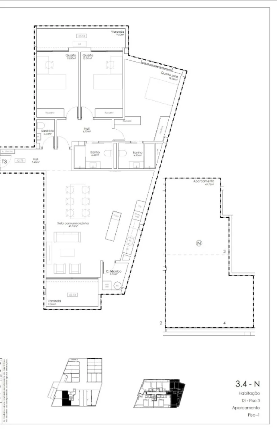 Apartamento T3 para Venda em Gulpilhares e Valadares Planta 1