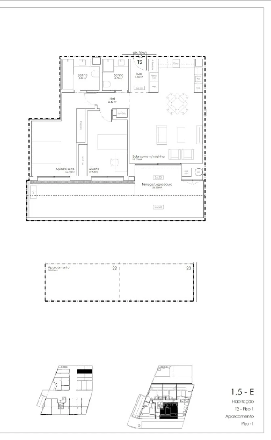 Apartamento T2 para Venda em Gulpilhares e Valadares Planta 1