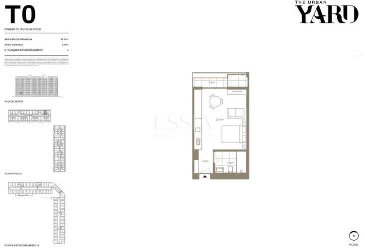 Apartamento T0 para Venda em Santa Marinha e São Pedro da Afurada Planta 1