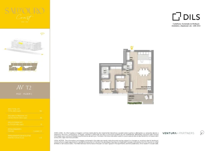 Apartamento T2 para Venda em Canidelo Planta 1