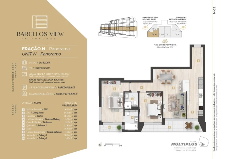 Apartamento T2 para Venda em Santo Antonio Planta 1
