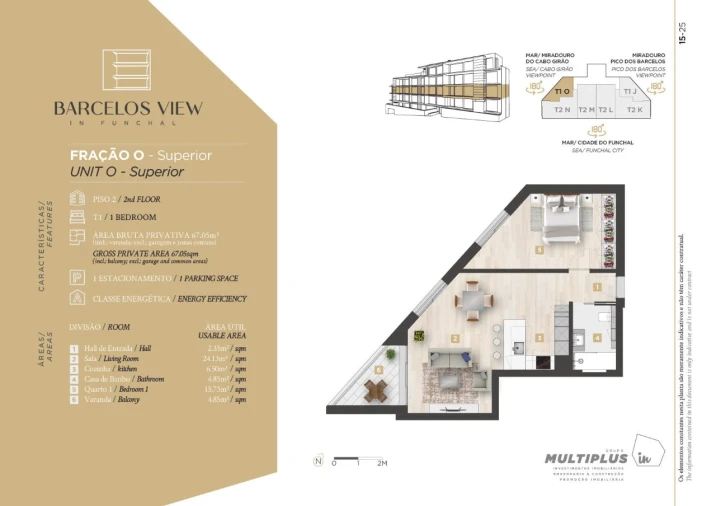 Apartamento T1 para Venda em Santo Antonio Planta 1