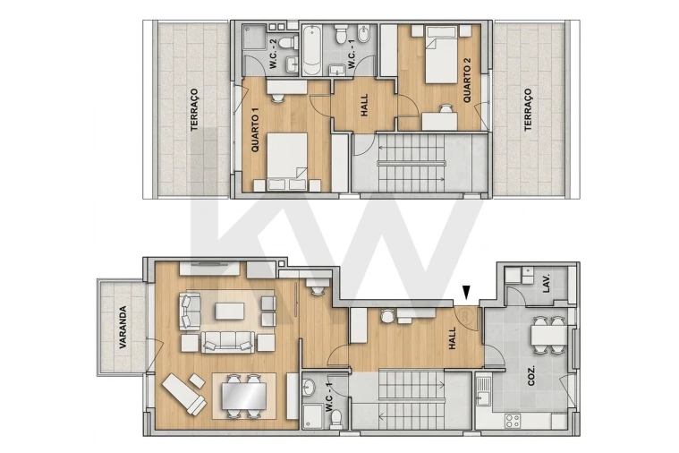 Apartamento T2 para Venda em Perafita, Lavra e Santa Cruz do Bispo Planta 1