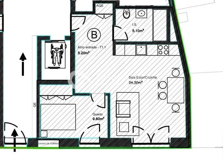 Apartamento T1 para Venda em Braga (Maximinos, Sé e Cividade) Planta 1