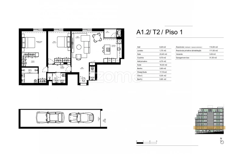 Apartamento T2 para Venda em Gondomar (São Cosme), Valbom e Jovim Planta 1