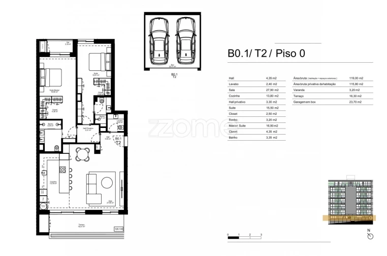 Apartamento T2 para Venda em Gondomar (São Cosme), Valbom e Jovim Planta 1