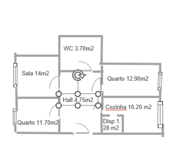 Apartamento T2 para Venda em Baixa da Banheira e Vale da Amoreira Planta 1