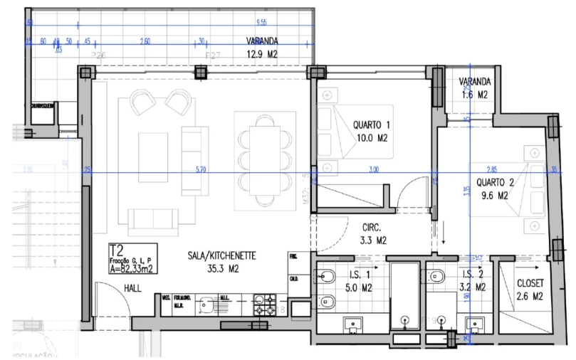 Apartamento T2 para Venda em Almada, Cova da Piedade, Pragal e Cacilhas Planta 1
