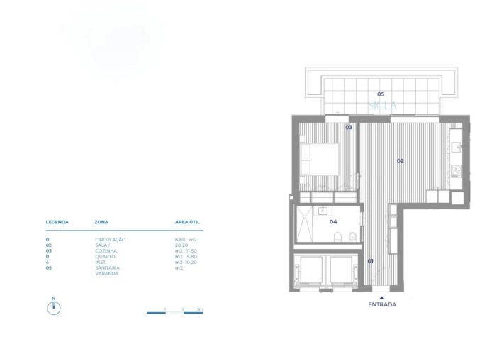 Apartamento T1 para Venda em Canidelo Planta 1