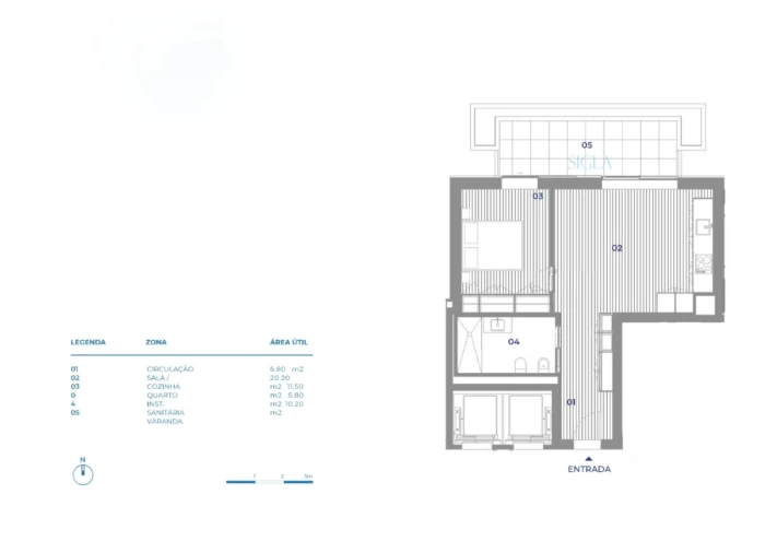 Apartamento T1 para Venda em Canidelo Planta 1