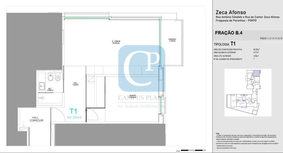 Apartamento T1 para Venda em Paranhos Planta 1